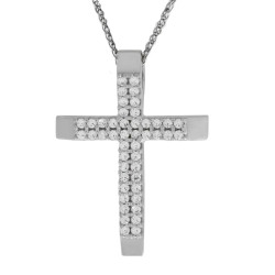 Λευκόχρυσος γυναικείος σταυρός 14 Καρατίων