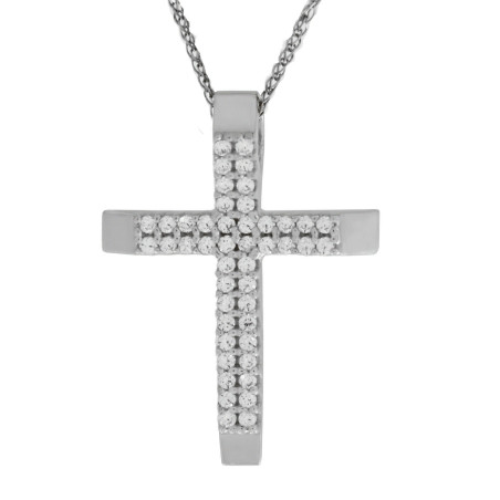 Λευκόχρυσος γυναικείος σταυρός 14 Καρατίων