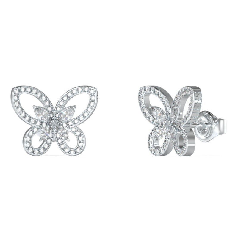 GUESS-STEEL-LILY-JUBE05114JWRHT-U-Σκουλαρίκια-Ασημένια-Πεταλούδες-Με-Πέτρες