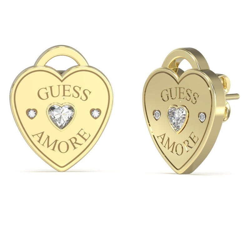 GUESS-STEEL-GUESS-AMORE-JUBE05058JWYGT-U-Σκουλαρίκια-Χρυσές-Καρδιές-Με-Λογότυπο