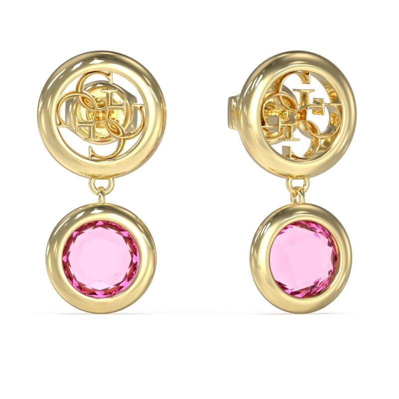 GUESS-STEEL-PETRA-JUBE05098JWYGFCT-U-Σκουλαρίκια-Χρυσά-Με-Ροζ-Πέτρες