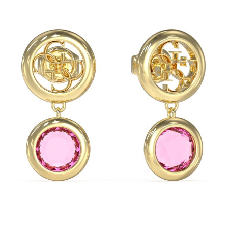 GUESS-STEEL-PETRA-JUBE05098JWYGFCT-U-Σκουλαρίκια-Χρυσά-Με-Ροζ-Πέτρες
