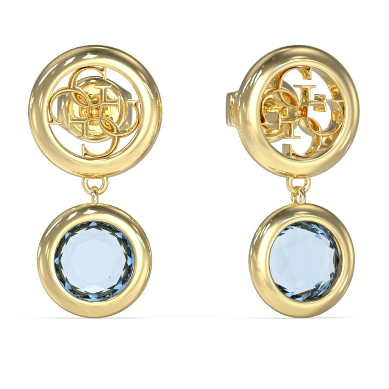 GUESS-STEEL-PETRA-JUBE05098JWYGAQT-U-Σκουλαρίκια-Χρυσά-Με-Γαλάζιες-Πέτρες