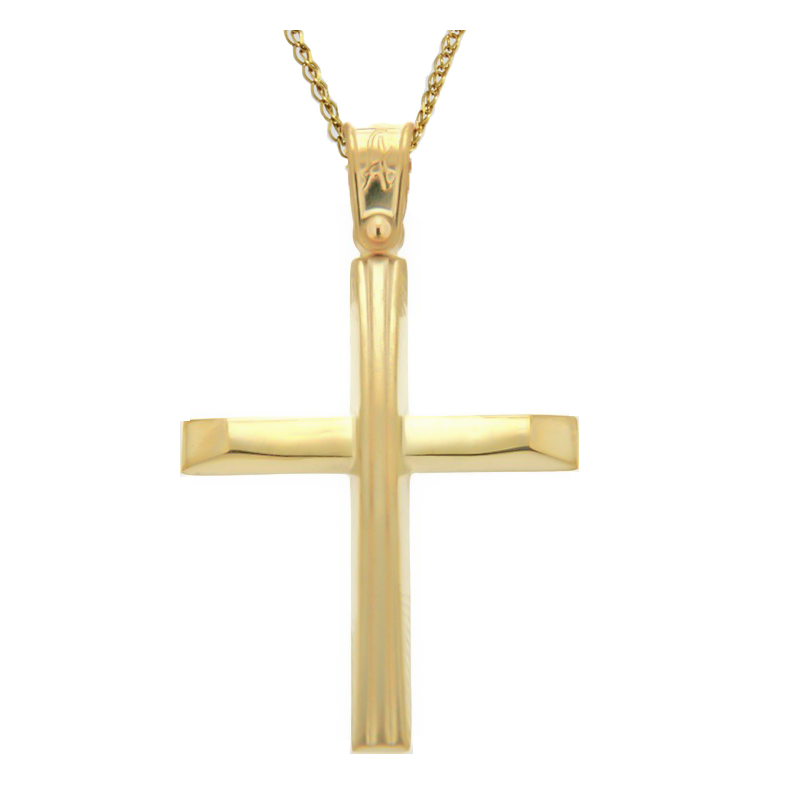 Χρυσός Ανδρικός Σταυρός Με Αλυσίδα 14 Καρατίων