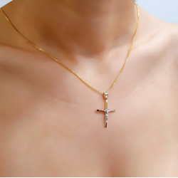 Χρυσός Ανδρικός σταυρός με αλυσίδα 14 Καρατίων