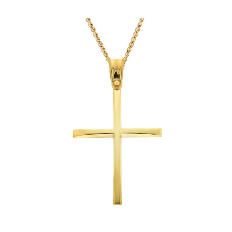 Χρυσός Ανδρικός γυναικείος σταυρός με αλυσίδα 14 Καρατίων