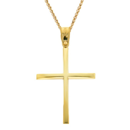 Χρυσός Ανδρικός γυναικείος σταυρός με αλυσίδα 14 Καρατίων