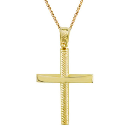 Χρυσός Ανδρικός γυναικείος σταυρός με αλυσίδα 14 Καρατίων