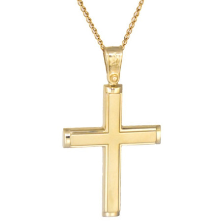 Χρυσός Ανδρικός γυναικείος σταυρός με αλυσίδα 14 Καρατίων