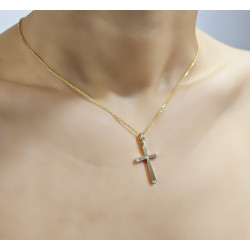 Χρυσός γυναικείος σταυρός με αλυσίδα 14 Καρατίων