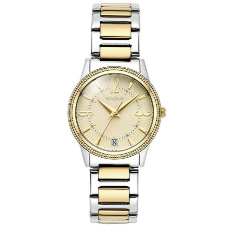 VOGUE Corine ρολόι με δίχρωμο ασημί-χρυσό μπρασελέ και σαμπανί καντράν
