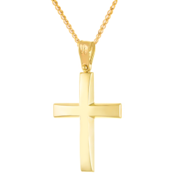 Χρυσός Ανδρικός σταυρός με αλυσίδα 14 Καρατίων