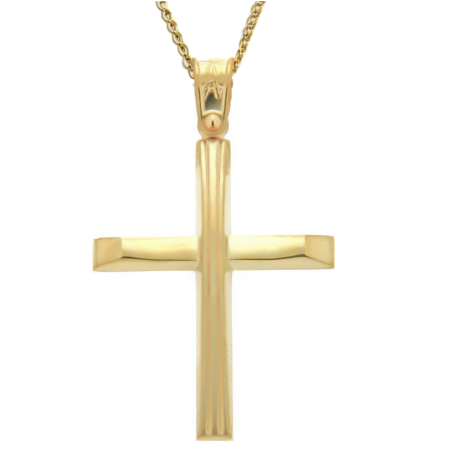 Χρυσός Ανδρικός γυναικείος σταυρός με αλυσίδα 14 Καρατίων