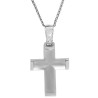 Λευκόχρυσος ανδρικός σταυρός με αλύσιδα 14 Καρατίων