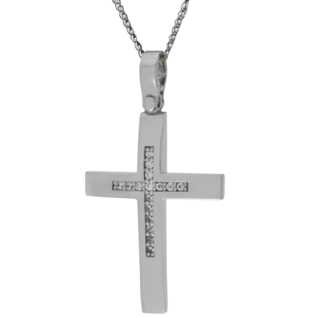 Λευκόχρυσος γυναικείος σταυρός 14 Καρατίων