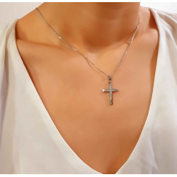 Λευκόχρυσος γυναικείος σταυρός 14 Καρατίων
