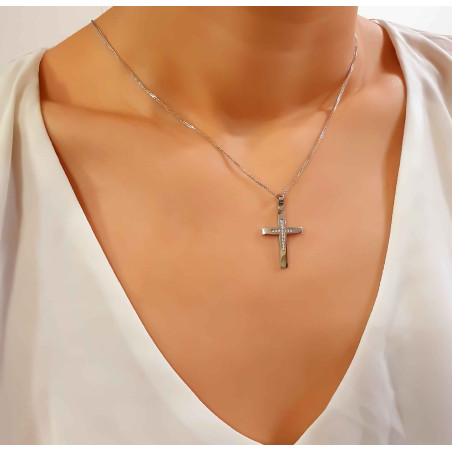 Λευκόχρυσος γυναικείος σταυρός 14 Καρατίων