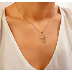 Λευκόχρυσος γυναικείος σταυρός 14 Καρατίων