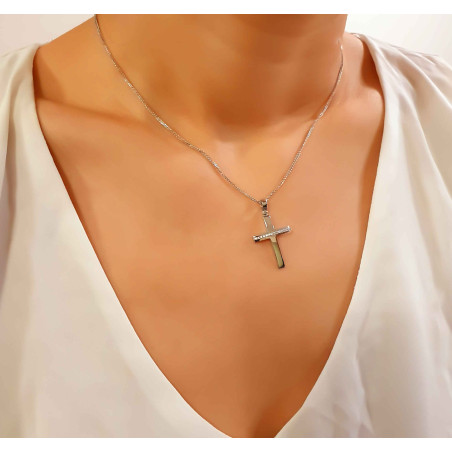 Λευκόχρυσος γυναικείος σταυρός 14 Καρατίων