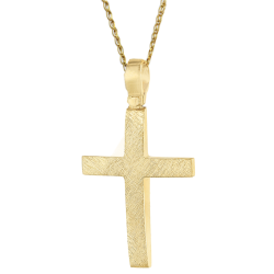 Χρυσός Ανδρικός σταυρός με αλυσίδα 14 Καρατίων