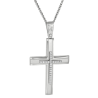 Λευκόχρυσος γυναικείος σταυρός με αλυσίδα 14 Καρατίων