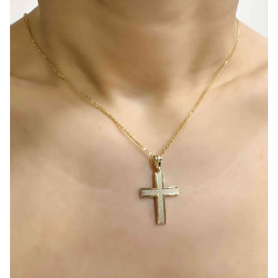 Χρυσός Ανδρικός σταυρός με αλυσίδα 14 Καρατίων