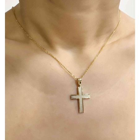 Χρυσός Ανδρικός σταυρός με αλυσίδα 14 Καρατίων