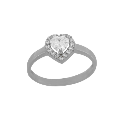 Δαχτυλίδι καρδιά από λευκόχρυσο 9 καρατίων