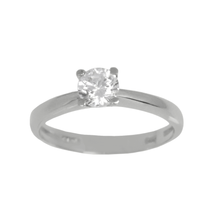 Μονόπετρο από λευκόχρυσο 9 καρατίων