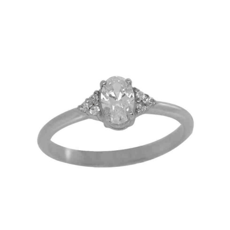 Μονόπετρο από λευκόχρυσο 9 καρατίων