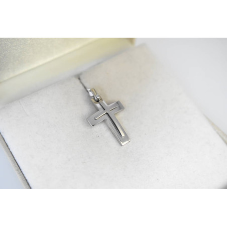Λευκόχρυσος ανδρικός σταυρός με Αυλίδα 14 Καρατίων