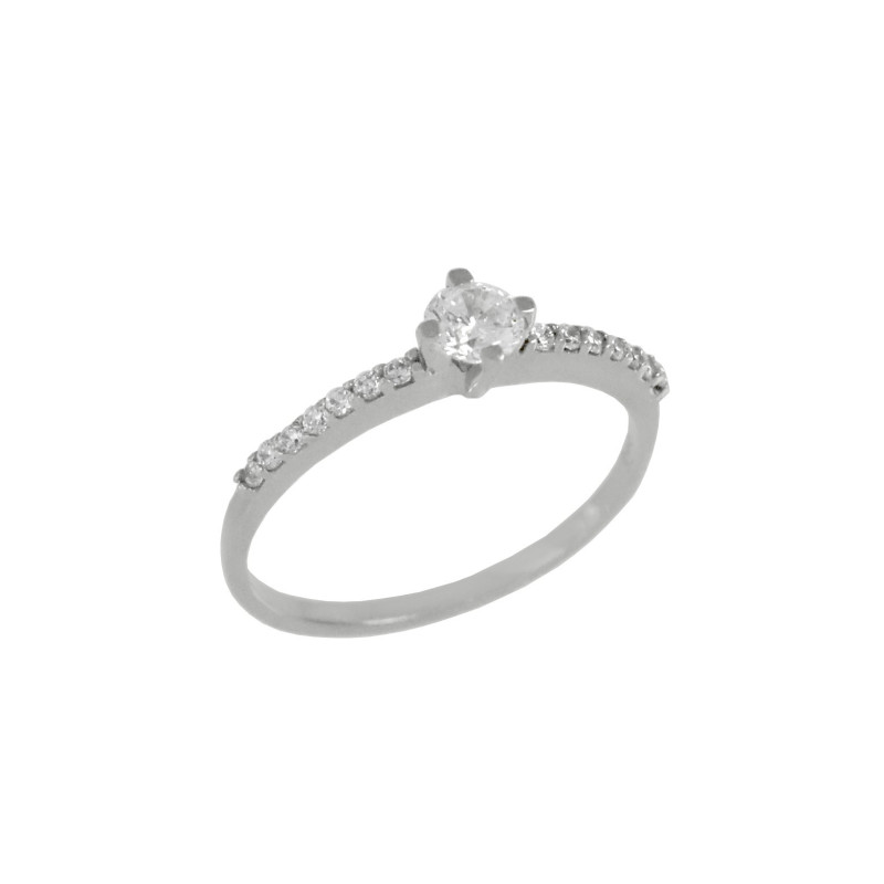 Μονόπετρο από λευκόχρυσο 14 καρατίων