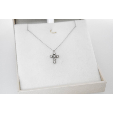 Κολιέ λευκόχρυσος 9 καρατίων σταυρουδάκι