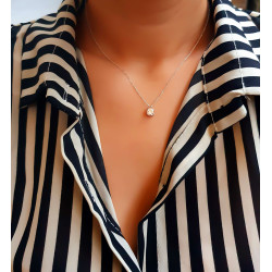 Κολιέ μονόπετρο Λευκόχρυσο9 καρατίων