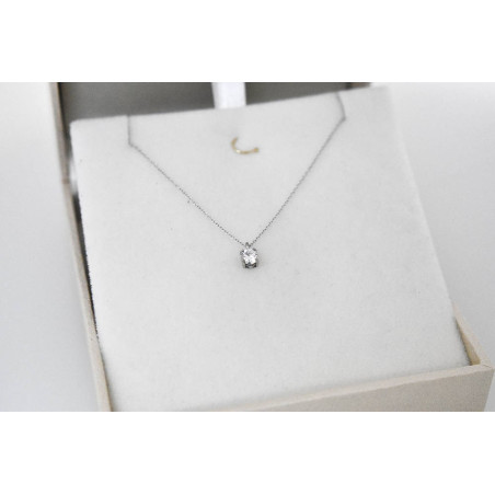 Κολιέ μονόπετρο Λευκόχρυσο9 καρατίων