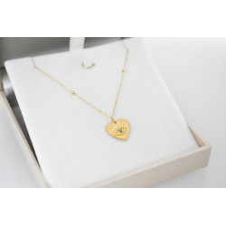 Κολιέ καρδιά με ματάκι Χρυσό 14 καρατίων