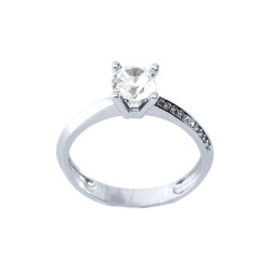 Μονόπετρο από λευκόχρυσο 14 καρατίων