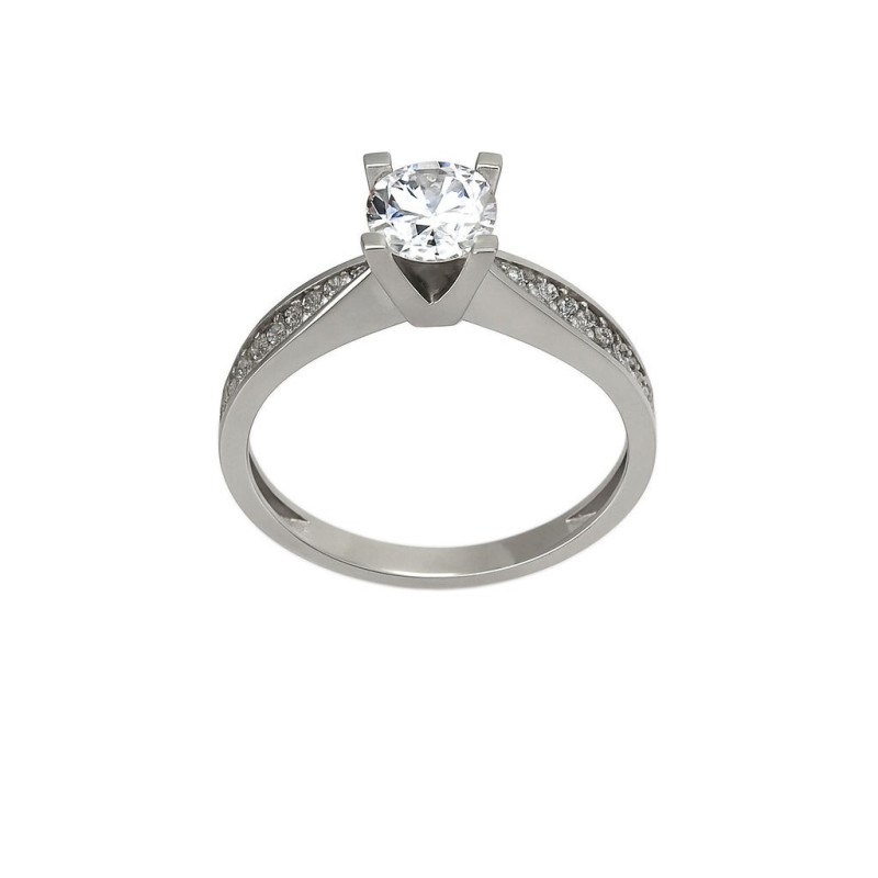 Μονόπετρο από λευκόχρυσο 14 καρατίων