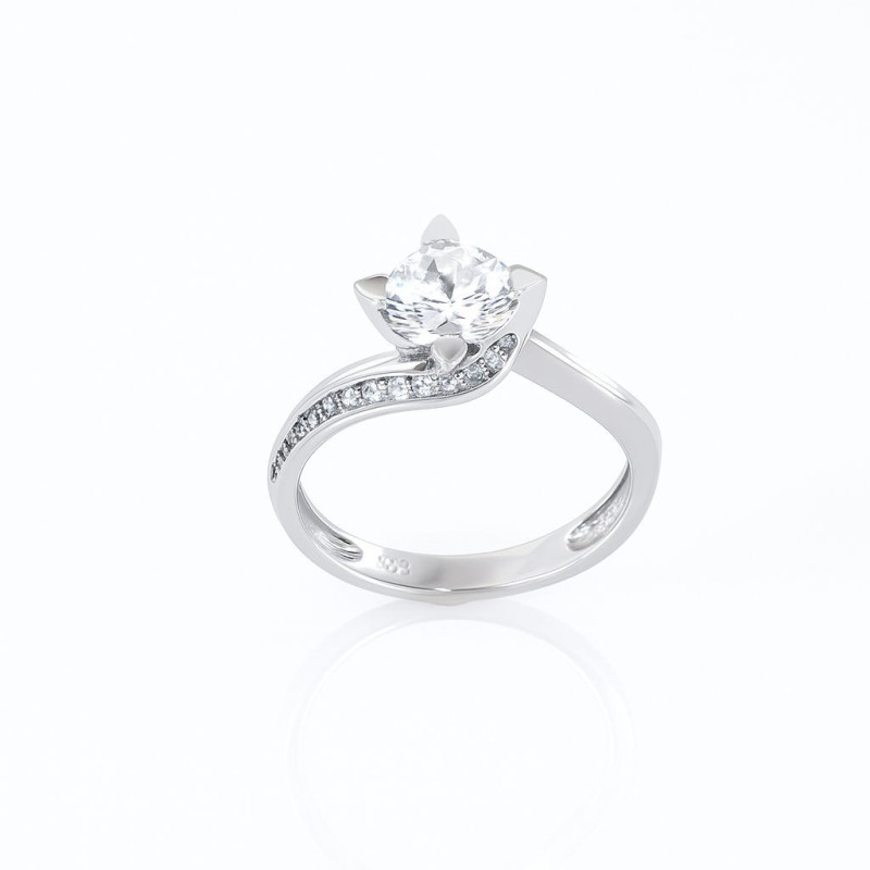 Μονόπετρο από λευκόχρυσο 14 καρατίων