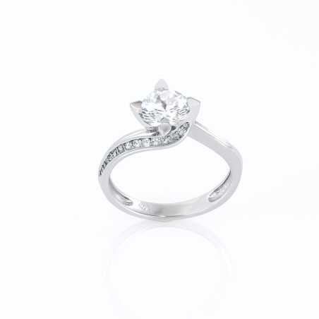 Μονόπετρο από λευκόχρυσο 14 καρατίων