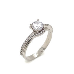 Μονόπετρο από λευκόχρυσο 14 καρατίων