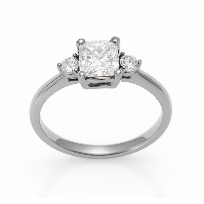 Μονόπετρο από λευκόχρυσο 14 καρατίων