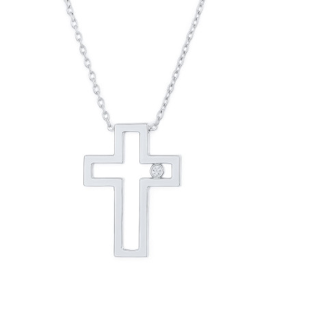 Κολιέ σταυρός λευκόχρυσο 9 καρατίων