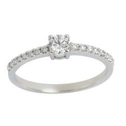 Μονόπετρο από λευκόχρυσο 9 καρατίων