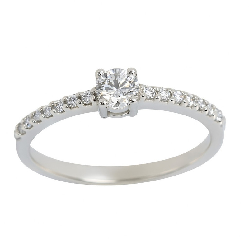 Μονόπετρο από λευκόχρυσο 9 καρατίων