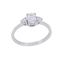 Μονόπετρο από λευκόχρυσο 14 καρατίων