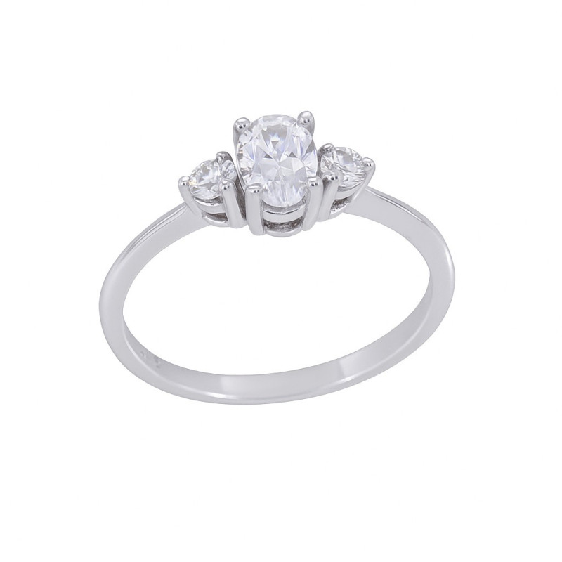 Μονόπετρο από λευκόχρυσο 14 καρατίων