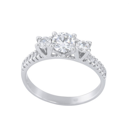 Μονόπετρο από λευκόχρυσο 14 καρατίων