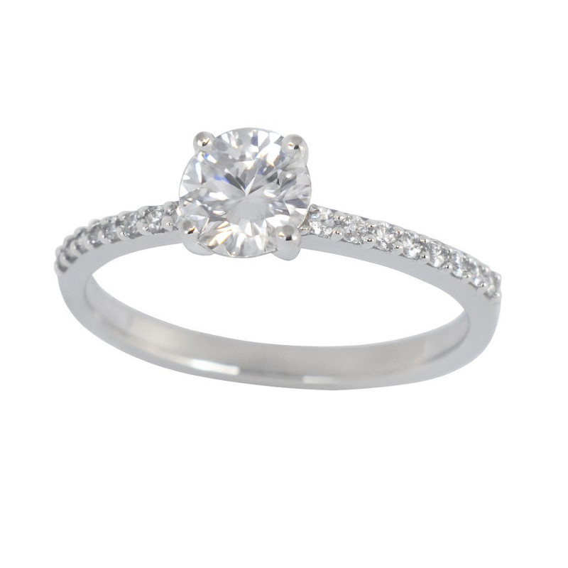 Μονόπετρο από λευκόχρυσο 14 καρατίων