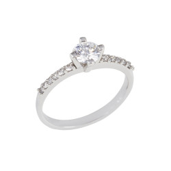 Μονόπετρο από λευκόχρυσο 14 καρατίων